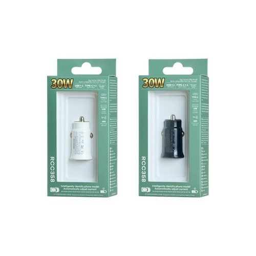 AUTOMOBILINIS ĮKROVIKLIS REMAX RCC358 30W USB-C/USB-A JUODAS AUTOMOBILINIS ĮKROVIKLIS REMAX RCC358 30W USB-C/USB-A JUODAS