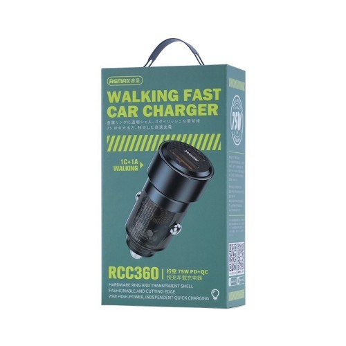 AUTOMOBILINIS ĮKROVIKLIS REMAX RCC360 75W USB-C/USB-A JUODAS AUTOMOBILINIS ĮKROVIKLIS REMAX RCC360 75W USB-C/USB-A JUODAS