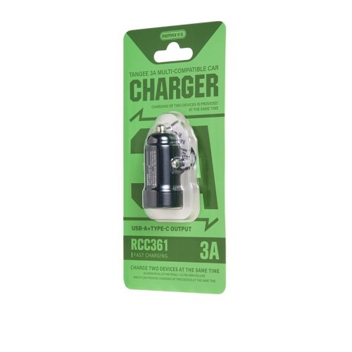 AUTOMOBILINIS ĮKROVIKLIS REMAX RCC361 15W USB-C/USB-A JUODAS AUTOMOBILINIS ĮKROVIKLIS REMAX RCC361 15W USB-C/USB-A JUODAS