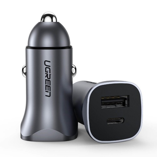 AUTOMOBILINIS ĮKROVIKLIS UGREEN CD130 USB-C/USB-A 30W PILKAS AUTOMOBILINIS ĮKROVIKLIS UGREEN CD130 USB-C/USB-A 30W PILKAS