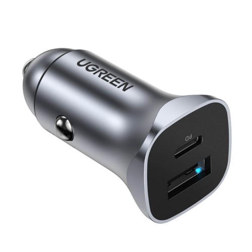 AUTOMOBILINIS ĮKROVIKLIS UGREEN CD130 USB-C/USB-A 30W PILKAS AUTOMOBILINIS ĮKROVIKLIS UGREEN CD130 USB-C/USB-A 30W PILKAS