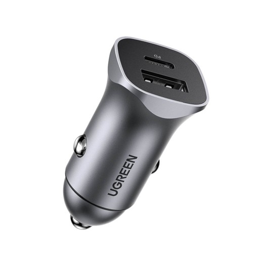 AUTOMOBILINIS ĮKROVIKLIS UGREEN CD130 USB-C/USB-A 30W PILKAS AUTOMOBILINIS ĮKROVIKLIS UGREEN CD130 USB-C/USB-A 30W PILKAS