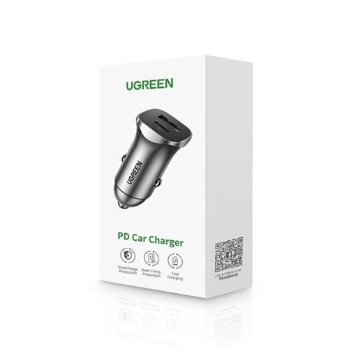 AUTOMOBILINIS ĮKROVIKLIS UGREEN CD130 USB-C/USB-A 30W PILKAS AUTOMOBILINIS ĮKROVIKLIS UGREEN CD130 USB-C/USB-A 30W PILKAS