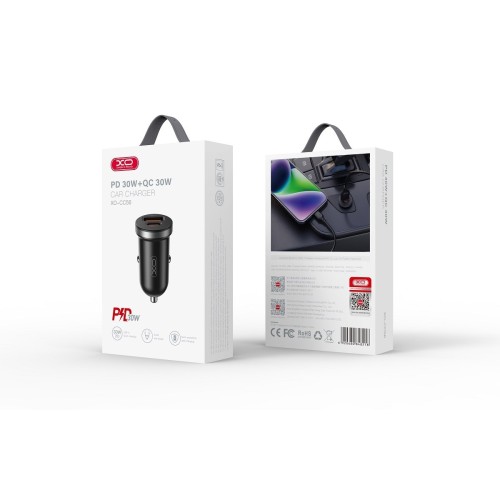 AUTOMOBILINIS ĮKROVIKLIS XO CC56 30W USB-A/USB-C JUODAS AUTOMOBILINIS ĮKROVIKLIS XO CC56 30W USB-A/USB-C JUODAS