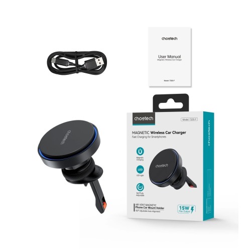 AUTOMOBILINIS LAIKIKLIS-ĮKROVIKLIS CHOETECH T205-F MAGSAFE 15W JUODAS AUTOMOBILINIS LAIKIKLIS-ĮKROVIKLIS CHOETECH T205-F MAGSAFE 15W JUODAS