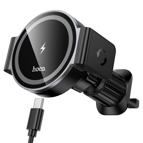 AUTOMOBILINIS LAIKIKLIS-ĮKROVIKLIS HOCO HW35 MAGSAFE 15W (AIR VENT) JUODAS