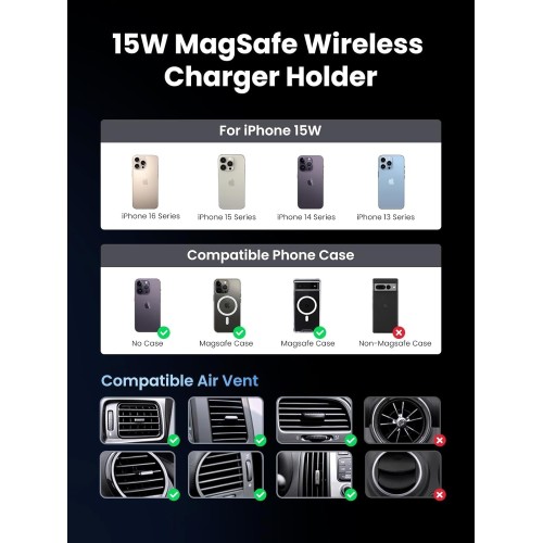 AUTOMOBILINIS LAIKIKLIS-ĮKROVIKLIS UGREEN W708 MAGSAFE 15W (35970) JUODAS AUTOMOBILINIS LAIKIKLIS-ĮKROVIKLIS UGREEN W708 MAGSAFE 15W (35970) JUODAS