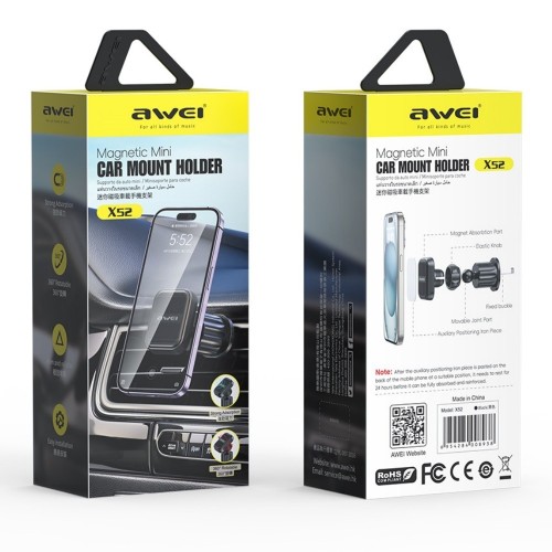 AUTOMOBILINIS TELEFONO LAIKIKLIS AWEI X52 MAGNETIC (AIR VENT) JUODAS AUTOMOBILINIS TELEFONO LAIKIKLIS AWEI X52 MAGNETIC (AIR VENT) JUODAS