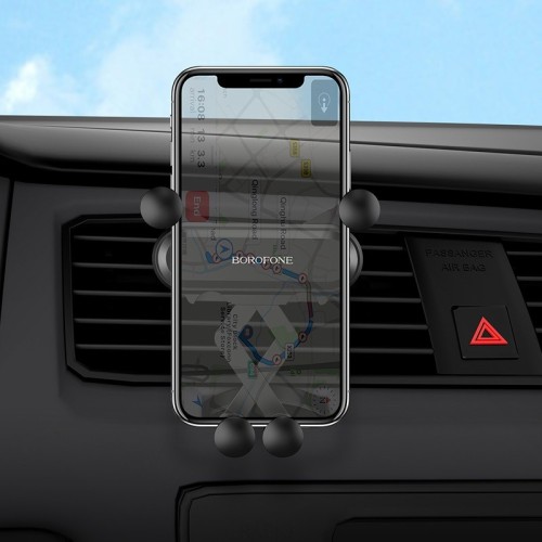 AUTOMOBILINIS TELEFONO LAIKIKLIS BOROFONE BH19 TVIRTINAMAS ANT VENTILIACIJOS GROTELIŲ, JUODAS AUTOMOBILINIS TELEFONO LAIKIKLIS BOROFONE BH19 TVIRTINAMAS ANT VENTILIACIJOS GROTELIŲ, JUODAS