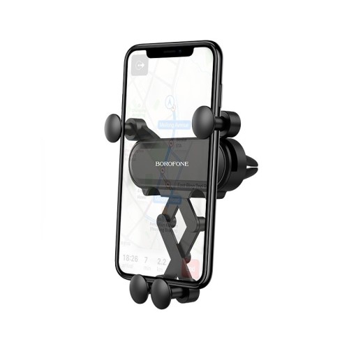 AUTOMOBILINIS TELEFONO LAIKIKLIS BOROFONE BH19 TVIRTINAMAS ANT VENTILIACIJOS GROTELIŲ, JUODAS AUTOMOBILINIS TELEFONO LAIKIKLIS BOROFONE BH19 TVIRTINAMAS ANT VENTILIACIJOS GROTELIŲ, JUODAS