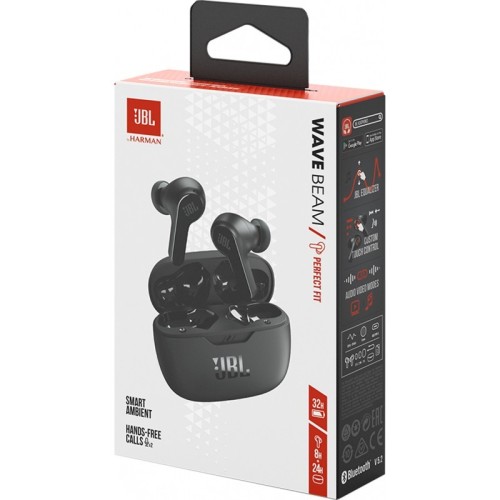 BELAIDĖS AUSINĖS JBL WAVE BEAM TWS JUODOS BELAIDĖS AUSINĖS JBL WAVE BEAM TWS JUODOS