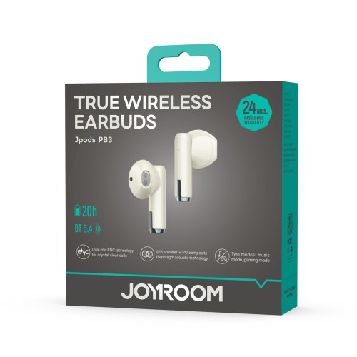 BELAIDĖS AUSINĖS JOYROOM TWS JR-PB3 SMĖLIO SPALVOS