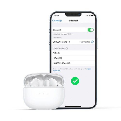 BELAIDĖS AUSINĖS UGREEN WS106 HITUNE T3 ACTIVE NOISE-CANCELLING EARBUDS BALTOS
