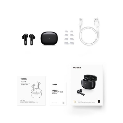 BELAIDĖS AUSINĖS UGREEN WS106 HITUNE T3 ACTIVE NOISE-CANCELLING EARBUDS JUODOS