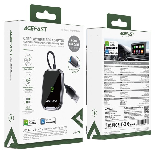 BELAIDIS CARPLAY/ANDROID AUTO ADAPTERIS ACEFAST QC1 JUODAS BELAIDIS CARPLAY/ANDROID AUTO ADAPTERIS ACEFAST QC1 JUODAS