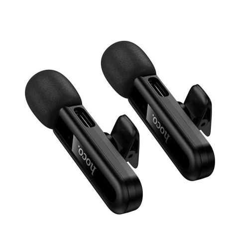 BELAIDŽIŲ MIKROFONŲ RINKINYS HOCO L20A USB-C/LIGHTNING JUODAS