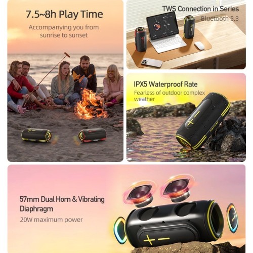 BLUETOOTH NEŠIOJAMAS GARSIAKALBIS AWEI KA5 20W JUODAS BLUETOOTH NEŠIOJAMAS GARSIAKALBIS AWEI KA5 20W JUODAS