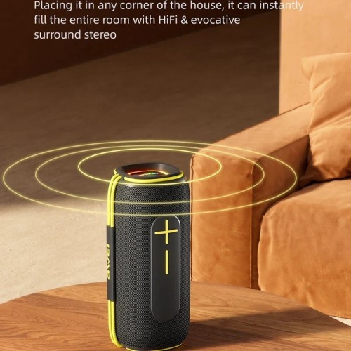 BLUETOOTH NEŠIOJAMAS GARSIAKALBIS AWEI KA5 20W JUODAS-GELTONAS