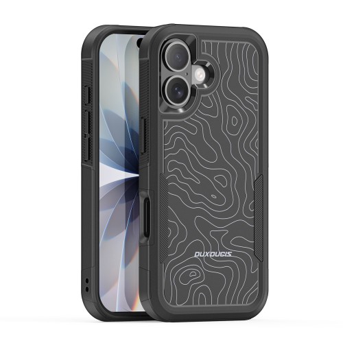 DĖKLAS DUX DUCIS SHLD APPLE IPHONE 17 JUODAS (CONTOUR PATTERN)