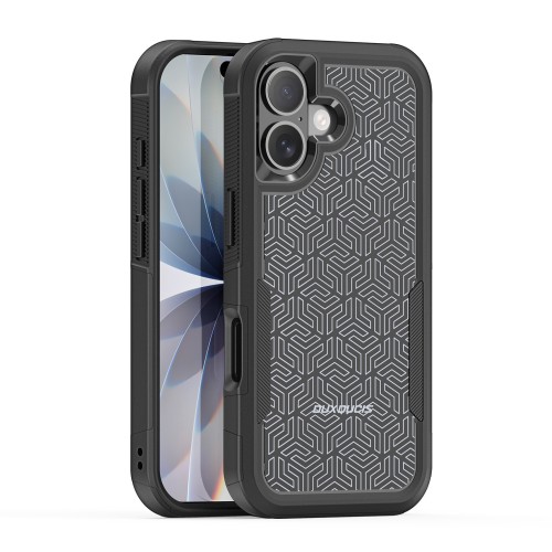 DĖKLAS DUX DUCIS SHLD APPLE IPHONE 17 JUODAS (TRIANGLE PATTERN)