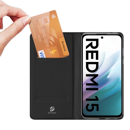 DĖKLAS DUX DUCIS SKIN PRO XIAOMI REDMI 15 4G/REDMI 15 5G JUODAS
