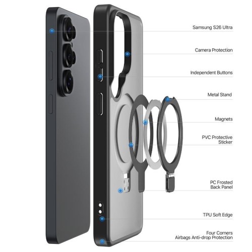 DĖKLAS DUX DUCIS YIND MAGNETIC STAND SAMSUNG S948 S26 ULTRA JUODAS DĖKLAS DUX DUCIS YIND MAGNETIC STAND SAMSUNG S948 S26 ULTRA JUODAS