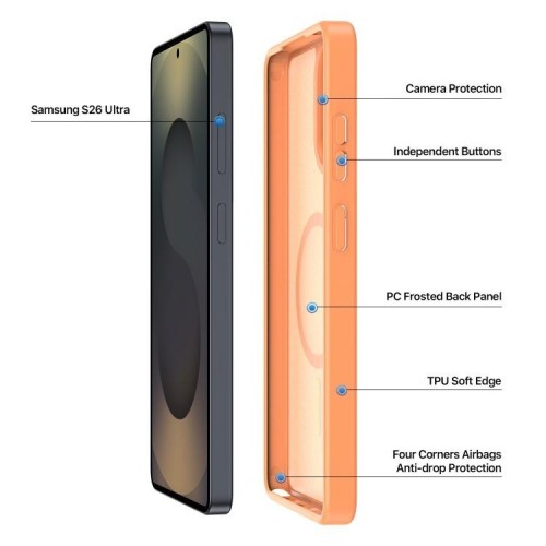 DĖKLAS DUX DUCIS YIND MAGSAFE SAMSUNG S948 S26 ULTRA ORANŽINIS