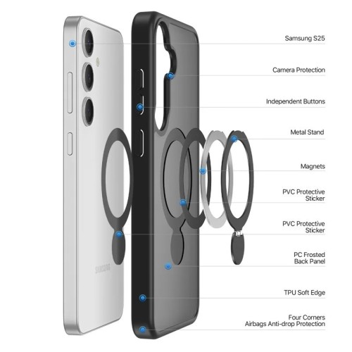 DĖKLAS DUX DUCIS YIND WITH MAGNETIC STAND SKIRTAS SAMSUNG S936 S25 PLUS JUODAS
