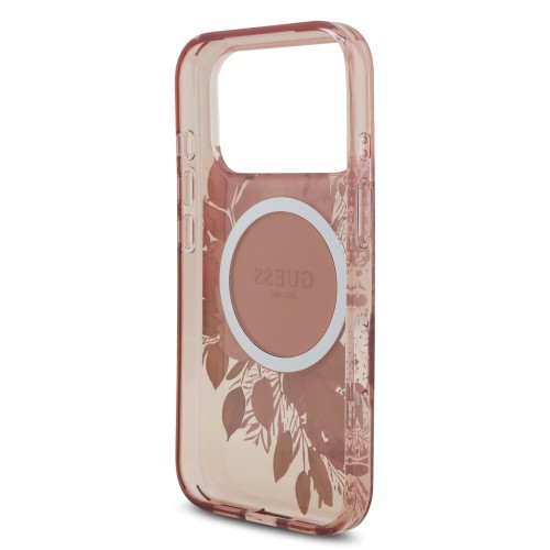 DĖKLAS GUESS IML FLOWERS STRAP MAGSAFE APPLE IPHONE 17 PRO ROŽINIS