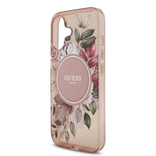 DĖKLAS GUESS IML FLOWERS STRAP MAGSAFE APPLE IPHONE 17 ROŽINIS
