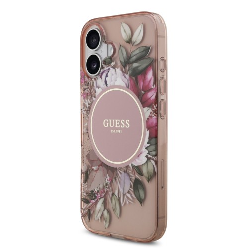 DĖKLAS GUESS IML FLOWERS STRAP MAGSAFE APPLE IPHONE 17 ROŽINIS