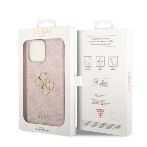 DĖKLAS GUESS PU 4G METAL LOGO APPLE IPHONE 14 PRO MAX ROŽINIS DĖKLAS GUESS PU 4G METAL LOGO APPLE IPHONE 14 PRO MAX ROŽINIS