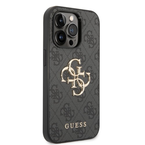 DĖKLAS GUESS PU 4G METAL LOGO APPLE IPHONE 14 PRO PILKAS