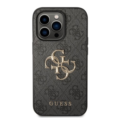 DĖKLAS GUESS PU 4G METAL LOGO APPLE IPHONE 14 PRO PILKAS