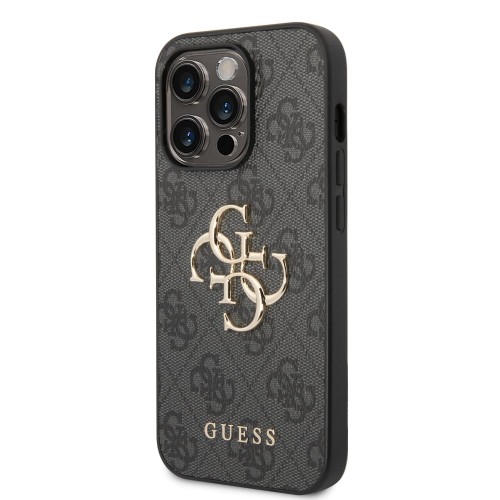 DĖKLAS GUESS PU 4G METAL LOGO APPLE IPHONE 14 PRO PILKAS
