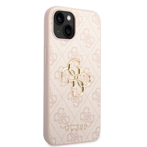DĖKLAS GUESS PU 4G METAL LOGO APPLE IPHONE 14 ROŽINIS