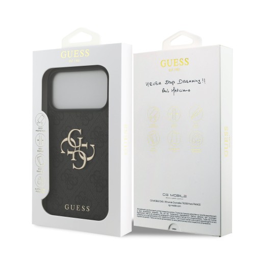 DĖKLAS GUESS PU 4G METAL LOGO APPLE IPHONE 17 PRO MAX PILKAS DĖKLAS GUESS PU 4G METAL LOGO APPLE IPHONE 17 PRO MAX PILKAS