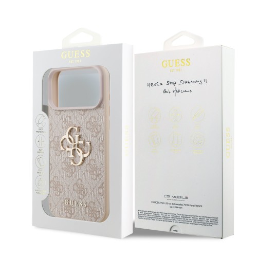 DĖKLAS GUESS PU 4G METAL LOGO APPLE IPHONE 17 PRO MAX ROŽINIS DĖKLAS GUESS PU 4G METAL LOGO APPLE IPHONE 17 PRO MAX ROŽINIS