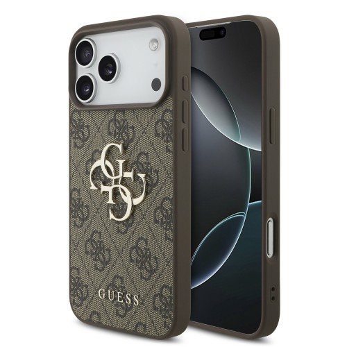 DĖKLAS GUESS PU 4G METAL LOGO APPLE IPHONE 17 PRO MAX RUDAS DĖKLAS GUESS PU 4G METAL LOGO APPLE IPHONE 17 PRO MAX RUDAS