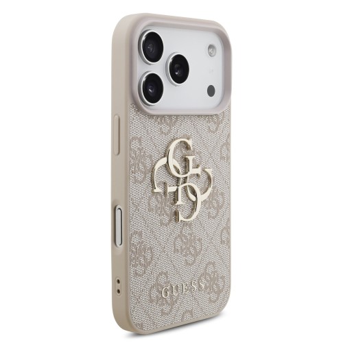 DĖKLAS GUESS PU 4G METAL LOGO APPLE IPHONE 17 PRO ROŽINIS