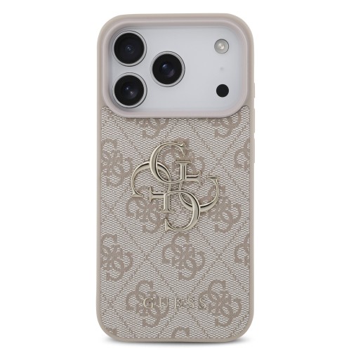 DĖKLAS GUESS PU 4G METAL LOGO APPLE IPHONE 17 PRO ROŽINIS