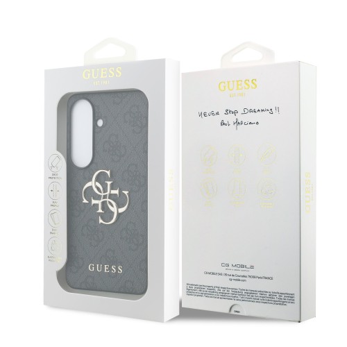 DĖKLAS GUESS PU 4G METAL LOGO SAMSUNG S942 S26 PILKAS