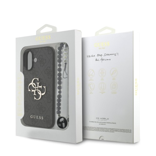 DĖKLAS GUESS PU 4G METAL LOGO STRAP APPLE IPHONE 17 JUODAS