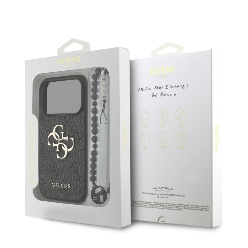 DĖKLAS GUESS PU 4G METAL LOGO STRAP APPLE IPHONE 17 PRO JUODAS
