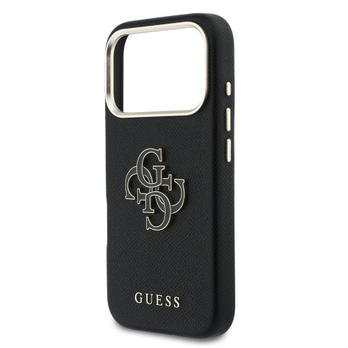 DĖKLAS GUESS PU GRAINED 4G RESIN METAL LOGO APPLE IPHONE 17 PRO MAX JUODAS