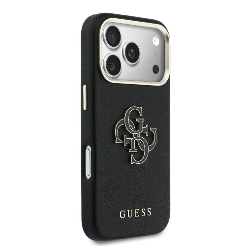 DĖKLAS GUESS PU GRAINED 4G RESIN METAL LOGO APPLE IPHONE 17 PRO MAX JUODAS