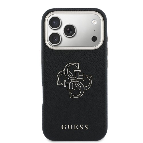 DĖKLAS GUESS PU GRAINED 4G RESIN METAL LOGO APPLE IPHONE 17 PRO MAX JUODAS