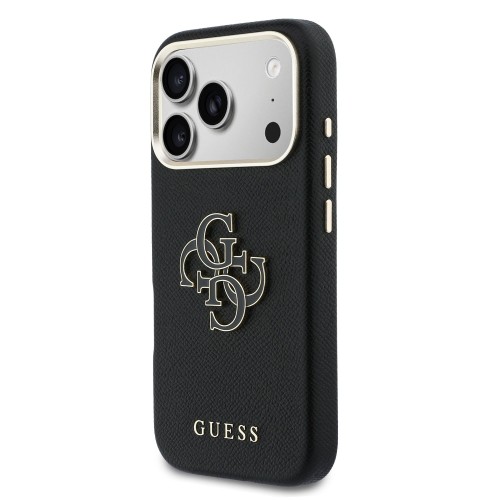 DĖKLAS GUESS PU GRAINED 4G RESIN METAL LOGO APPLE IPHONE 17 PRO MAX JUODAS