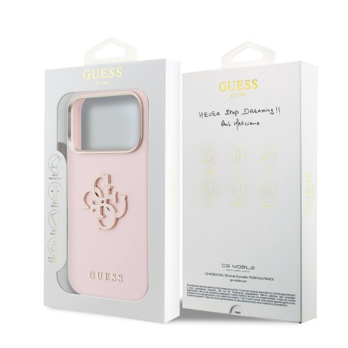 DĖKLAS GUESS PU GRAINED 4G RESIN METAL LOGO APPLE IPHONE 17 PRO MAX ROŽINIS