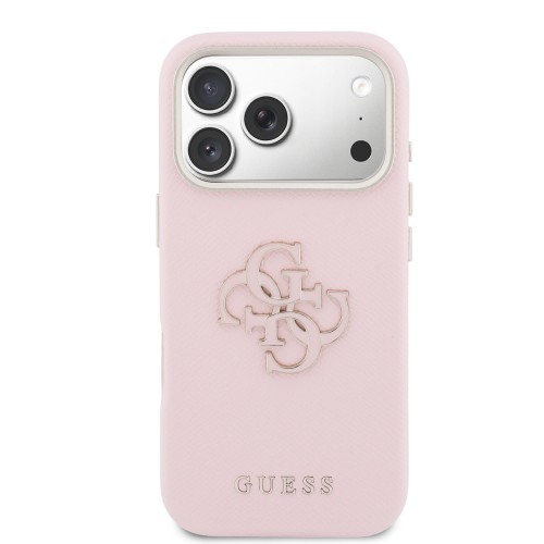 DĖKLAS GUESS PU GRAINED 4G RESIN METAL LOGO APPLE IPHONE 17 PRO MAX ROŽINIS